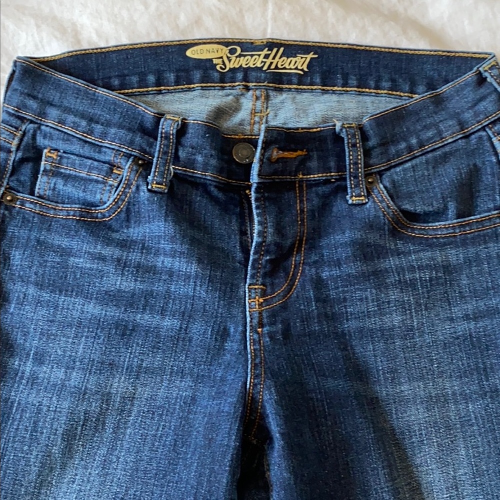 Old Navy sweetheart bootcut jeans.